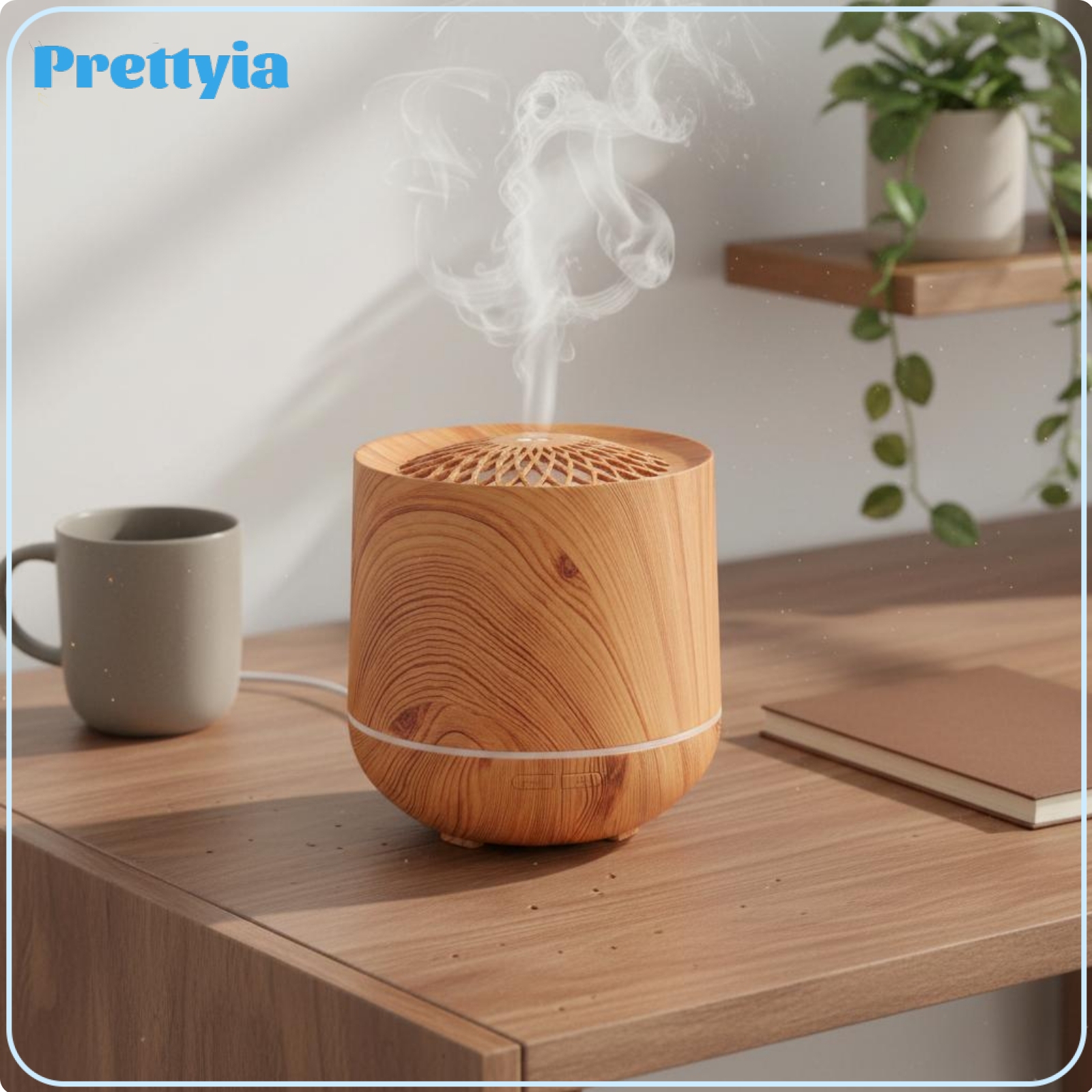 Prettyia Wood Grain Essential Oil Dispenser Quiet Operation Portable Essential Oil Dispenser Auto Shut-Deactivated Mini LED Light Humidifier Phthalate-Free Safe for Living Room ราคา 17,919 บาท*ส่งฟรี