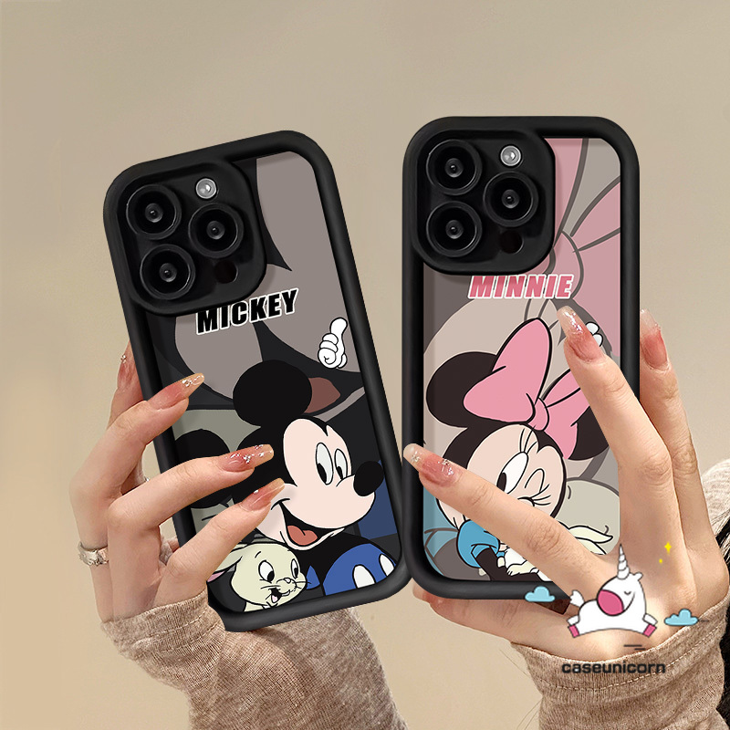 Caseunicorn phim hoạt hình hợp thời trang thương hiệu Mickey dễ thương đáng yêu Ốp điện thoại chuột Minnie Tương thích cho iPhone 7 Plus 14 11 13 12 15 Pro Max XR 8 6S 15 6 7 Plus XS x Max SE 2020 cặp đôi mắt thiên thần vỏ mềm