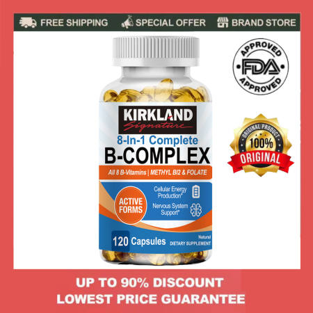 Kirkland 8-in-1 Vitamin B Complex for Men and Women, Super Complex Vitamin B, B12, B1, B2, B3, B5, B6, B9, Biotin, Folic Acid, Methylated and Body Ready Form, Energy, Nerve, Blood Support, 120 Capsules