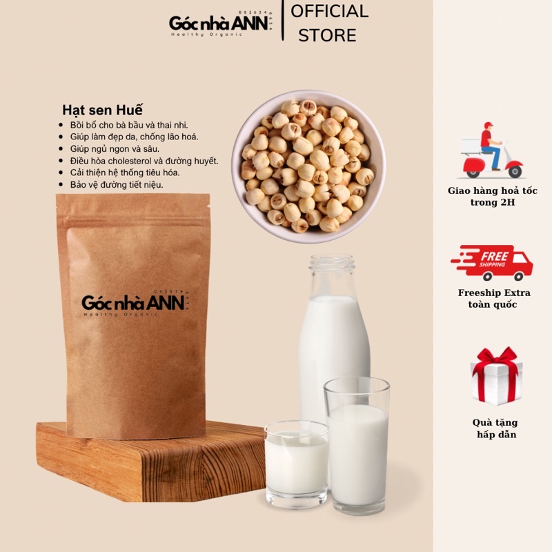 Hạt sen huế hạt thơm, béo, bùi dùng nấu sữa hạt, nấu chè - 200g 500g 1kg