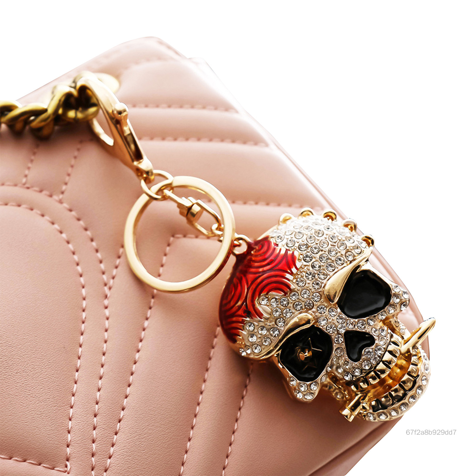Sọ kim loại rhinestone keychain hình dạng hộp sọ kim loại tinh tế Crystal Keychain cho quà tặng kỷ niệm sinh nhật FDH-VN