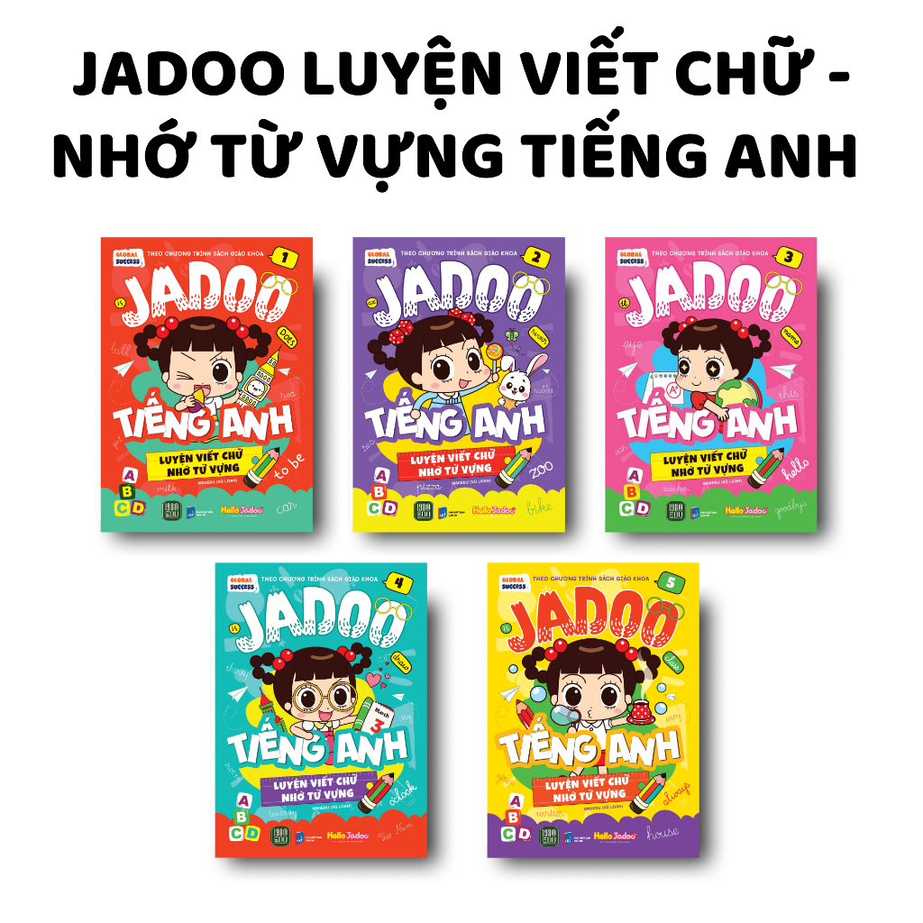 Sách - Combo 5 cuốn: Jadoo Luyện Viết Chữ, Nhớ Từ Vựng Tiếng Anh