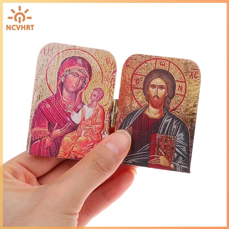 NCVHRT Christ ครูและบริสุทธิ์ของคาซานคาทอลิกออร์โธดอกซ์ไอคอน diptych สำหรับการเดินทางบ้านแสดงของขวัญทางศาสนา ราคา 184 บาท*ส่งฟรี