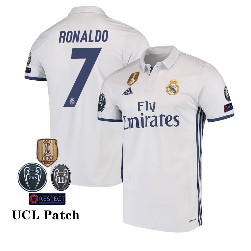 16/17 Real Madrid Ronaldo #7 UCL Final Away Jersey Soccer Adidas fashion