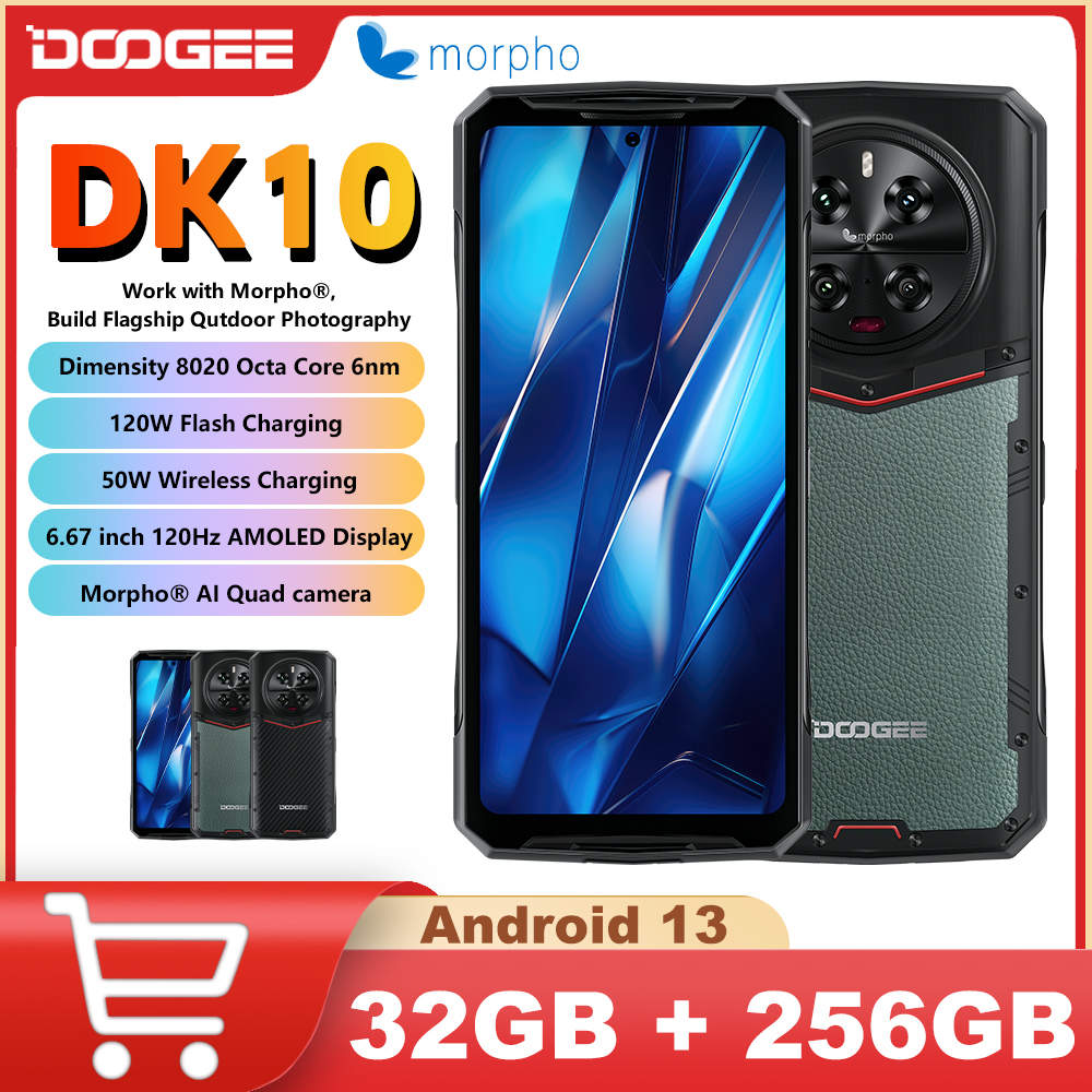 DOOGEE DK10 Rugged Phone 32GB+512GB 6.67" 2.5K 120Hz Display Dimensity 8020 5G Morpho 50MP Camera 120W 5150mAh Wi-Fi6 NFC