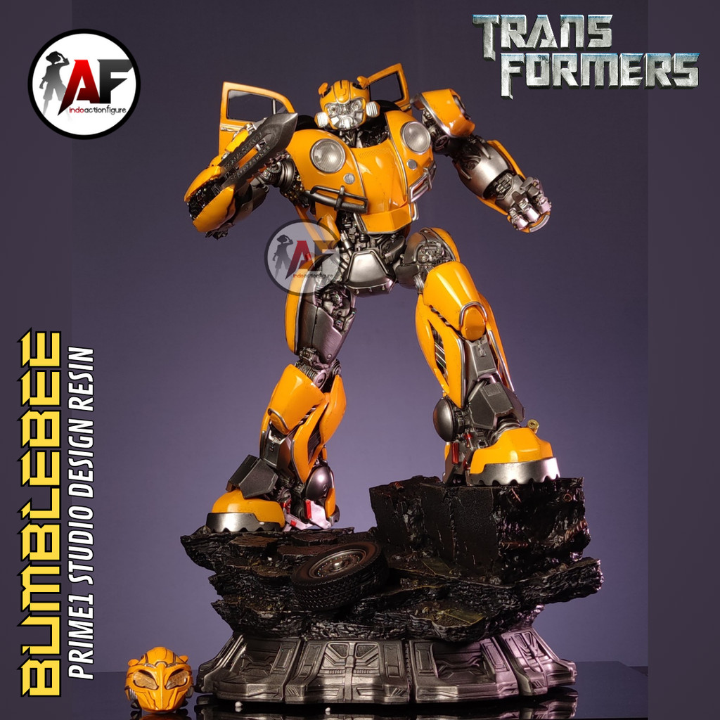 Statue Action Figure Transformers Bumblebee Prime 1 Studio Design Recast Resin with LED