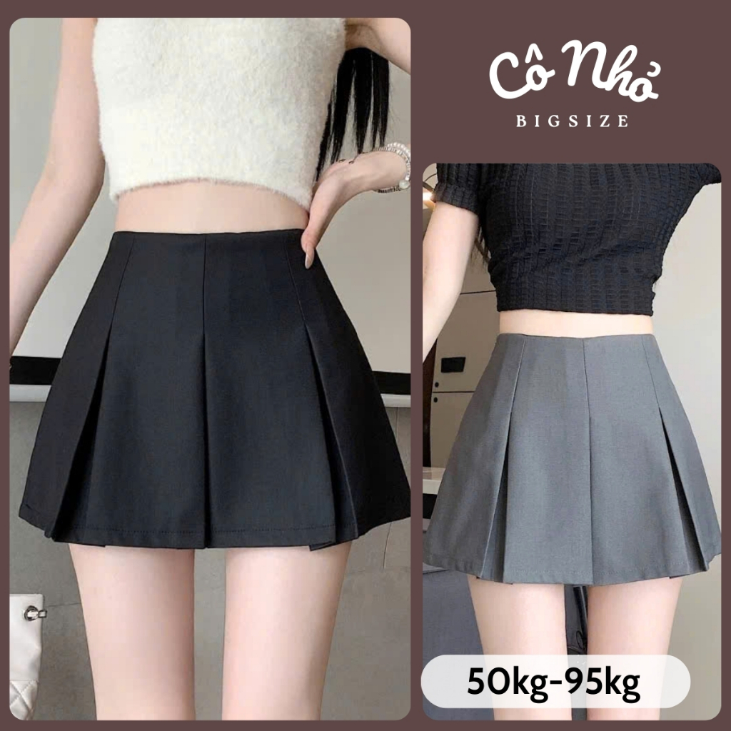 Chân Váy Tennis Bigsize Nữ Xếp Ly Bản To Có Quần Bảo Hộ Khóa Kéo Vải Tây Đứng Form CV412