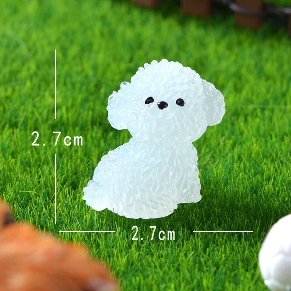 SWEET ELVES Realistic Noctilucent Dog Figurines Handmade Cartoon Micro Landscape Decoration Dog Ornaments Funny Mini Luminous Poodle Dog Figurines Garden