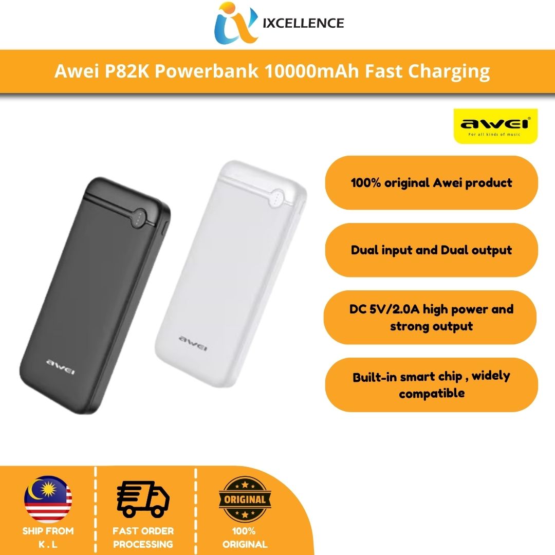 [IX] Awei P82K Powerbank 10000mAh Fash Charging Dual USB