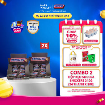 Combo 2 Hộp Kẹo Socola Snickers 240g (24 thanh x 20g)