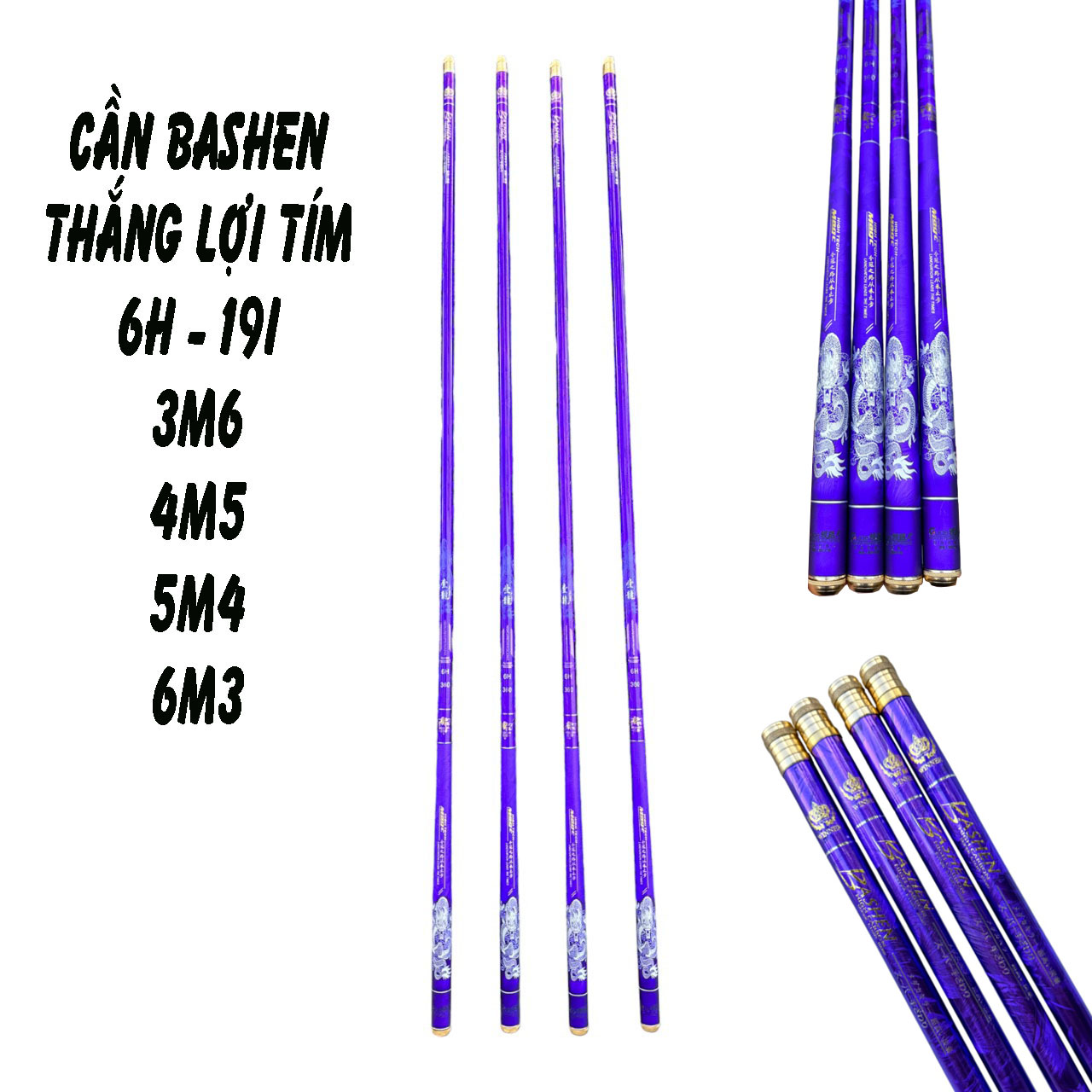 Cần câu tay bashen thắng lợi tím 6h 19i