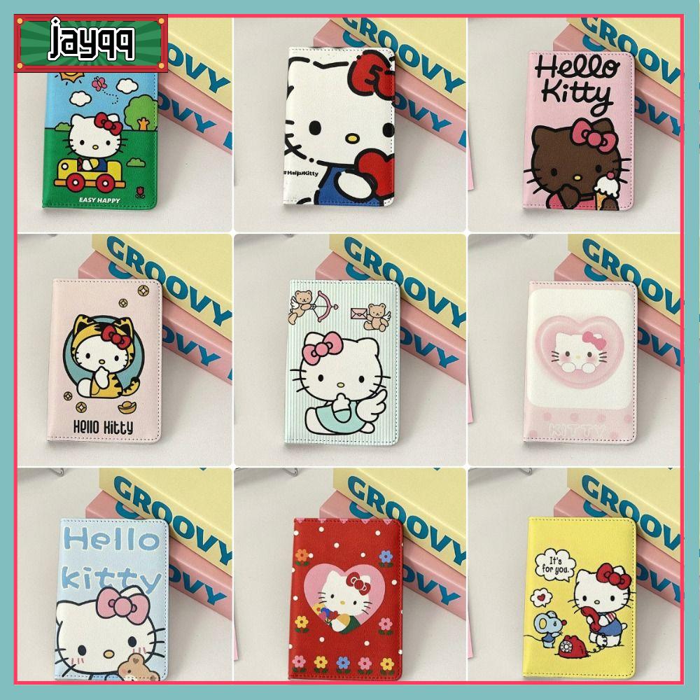 JAYQQ Hello Kitty Bìa hộ chiếu Đa chức năng Da PU Ví đựng hộ chiếu  Hình chữ nhật Túi đựng hộ chiếu Phụ kiện du lịch