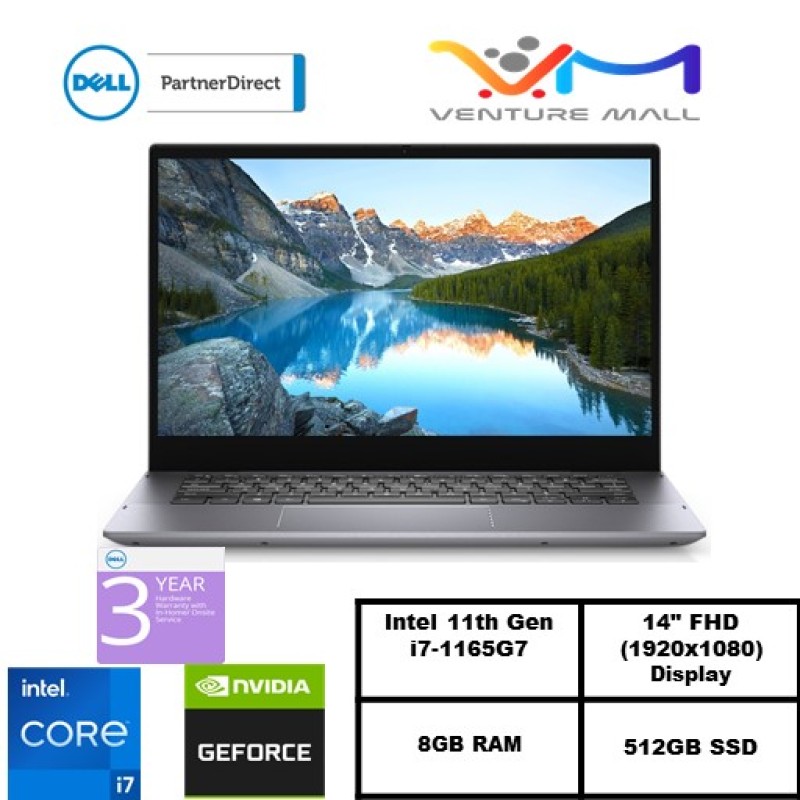 Inspiron 14 5406-Intel® Core™i7-1165G7/Win 10 home/NVIDIA® GeForce® MX330/8GB RAM/512GB SSD/2Yrs warranty