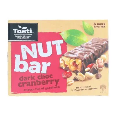 [ Bundle of 2 ] Tasti Nut Bar Dark Choc Cranberry- by Optimo Foods