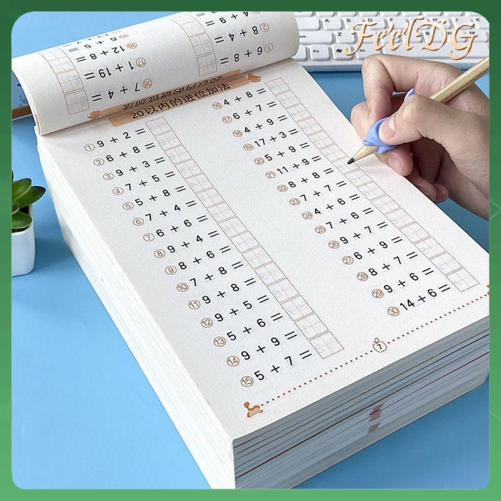 FEELDG Cộng trừ Sách bài toán toán học Trong vòng 10/20/50/100 64 trang Sách bài tập toán học Thực tế Viết tay Sách thực hành toán học Trẻ em
