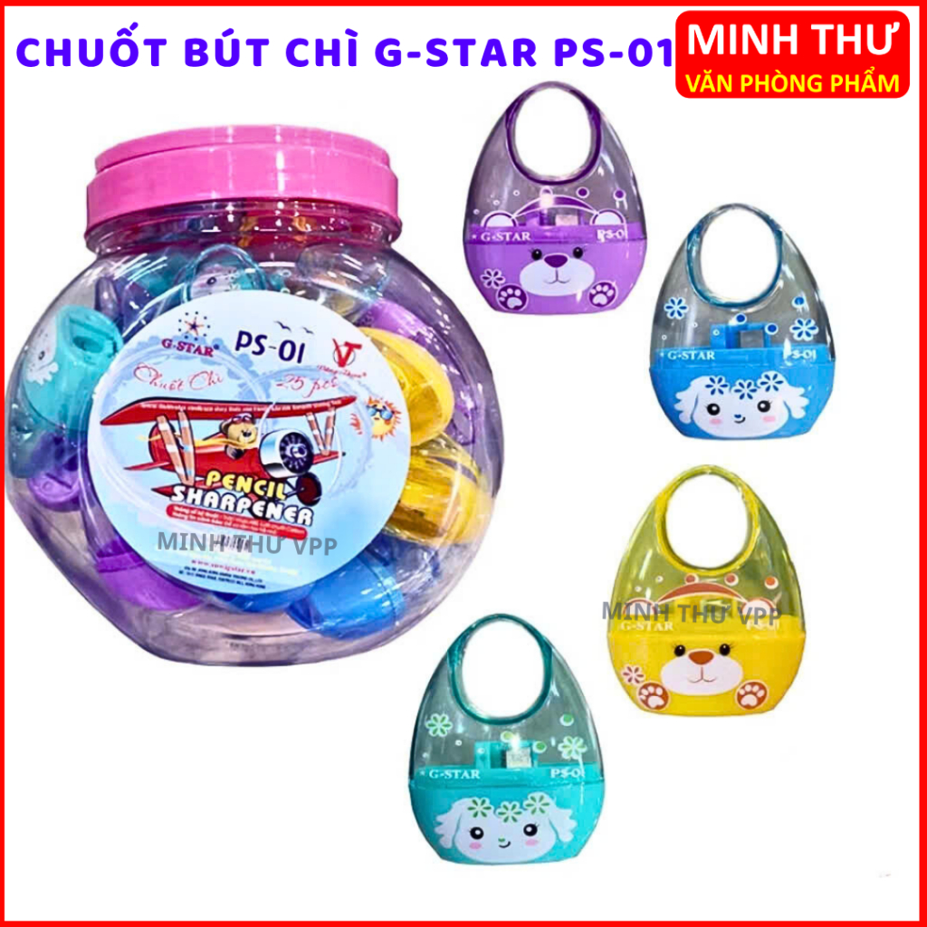 Combo 2 chuốt chì Gstar PS-01 hình túi xách dễ thương cute dành cho học sinh tiểu học / chuốt gọt chì tiện dụng