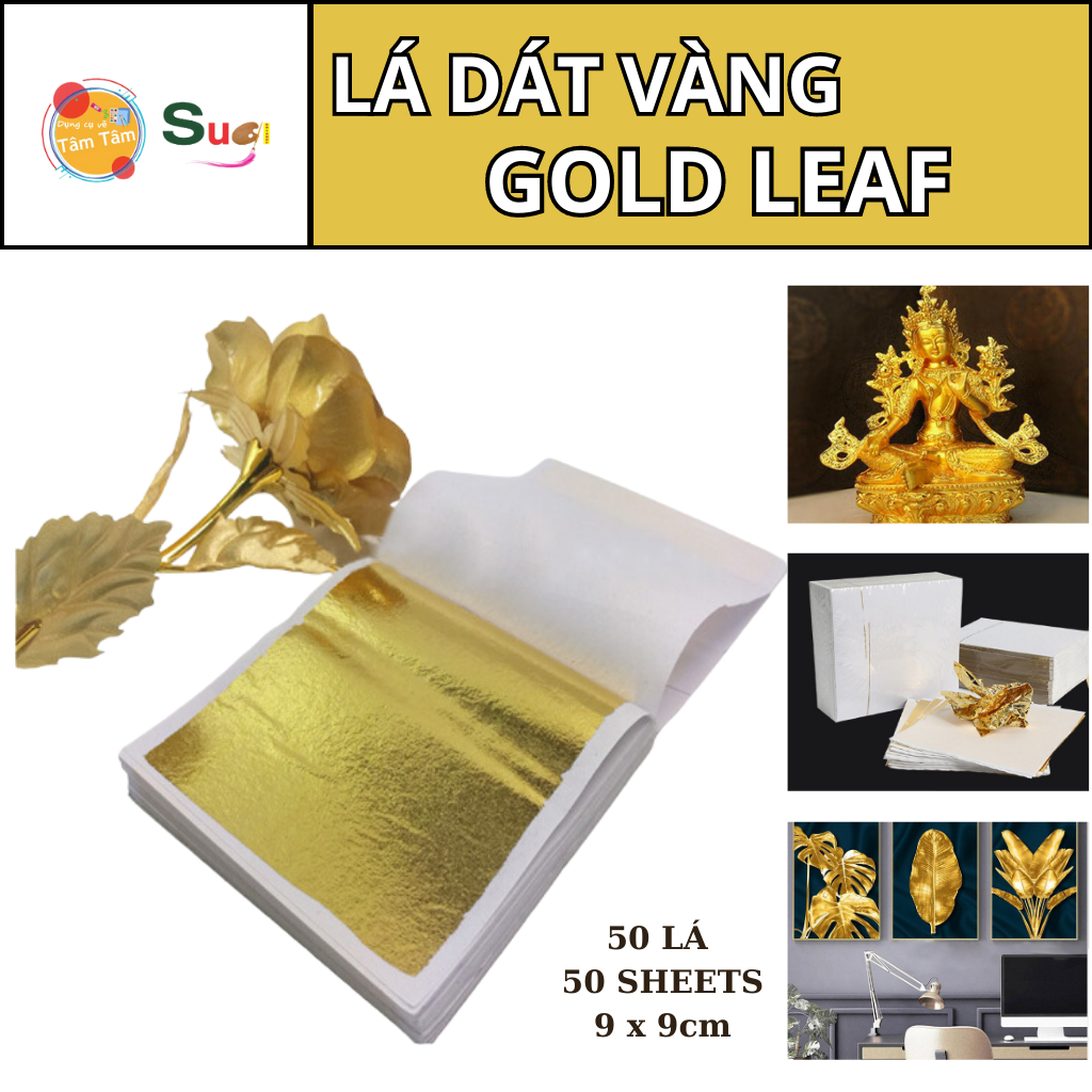 Lá dát vàng , bạc - lá vàng tạo hiệu ứng kim loại gold leaf