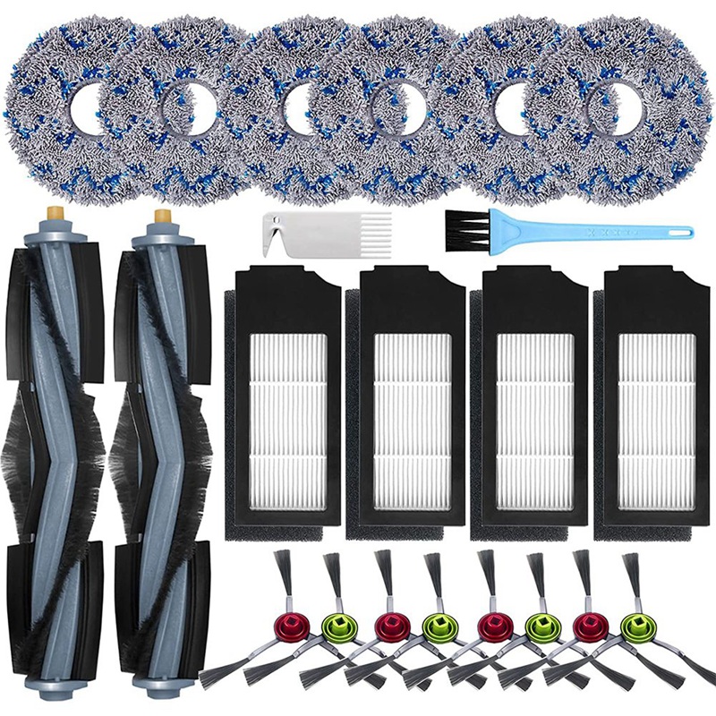 Main Brush Edge Brush Cleaning Pad HEPA Filter Cleaning Brush Spare Parts for Deebot X1 Turbo Vacuum Cleaner,for DEEBOT X1 Omni / X1 E Omni