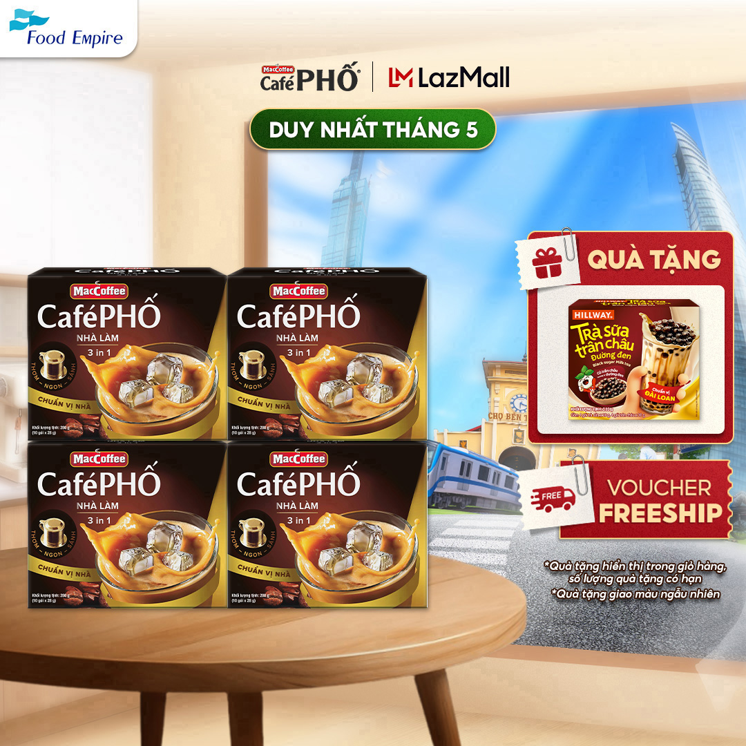 Combo 4 hộp Cà phê Phố Nhà làm - MacCoffee (hộp 10 gói x 28g)