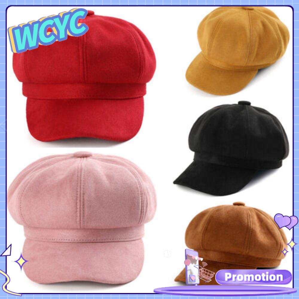 WCYC Phụ nữ Màu trơn Mũ và mũ lưỡi trai Mũ xe tải Vải da lộn Mũ nướng bánh Mũ Newsboy Mũ nồi Mũ beret