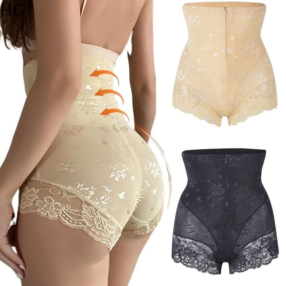 HG Nâng Mông Quần lót định hình cơ thể Khóa kéo mông Viền Ren Quần lót kiểm soát bụng Mềm Không đường may Quần đùi định hình cho bé trai Phụ nữ