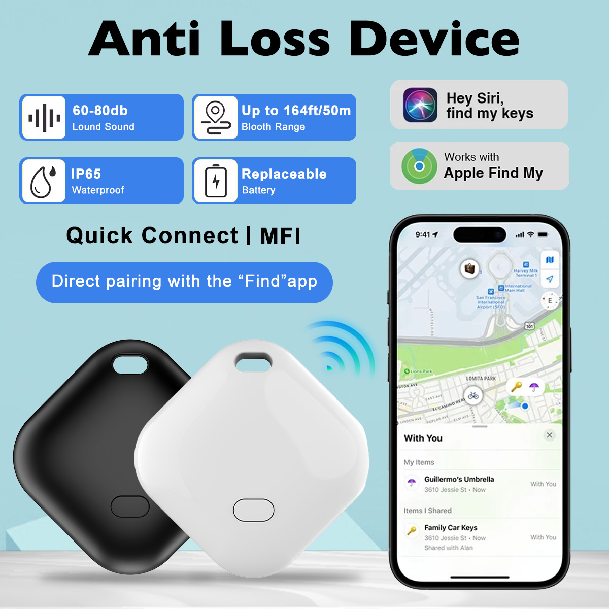 Mini GPS Tracker Key Finder, Wallet Tracker Works with Apple Find My (iOS only, Not for Android), Water-Resistant, Replaceable Battery, Anti Lost Reminder Device Item Locator, Bluetooth Item Finder for Kids, Bags, Pets Finder Presyo  249 Piso*Libreng Shipping