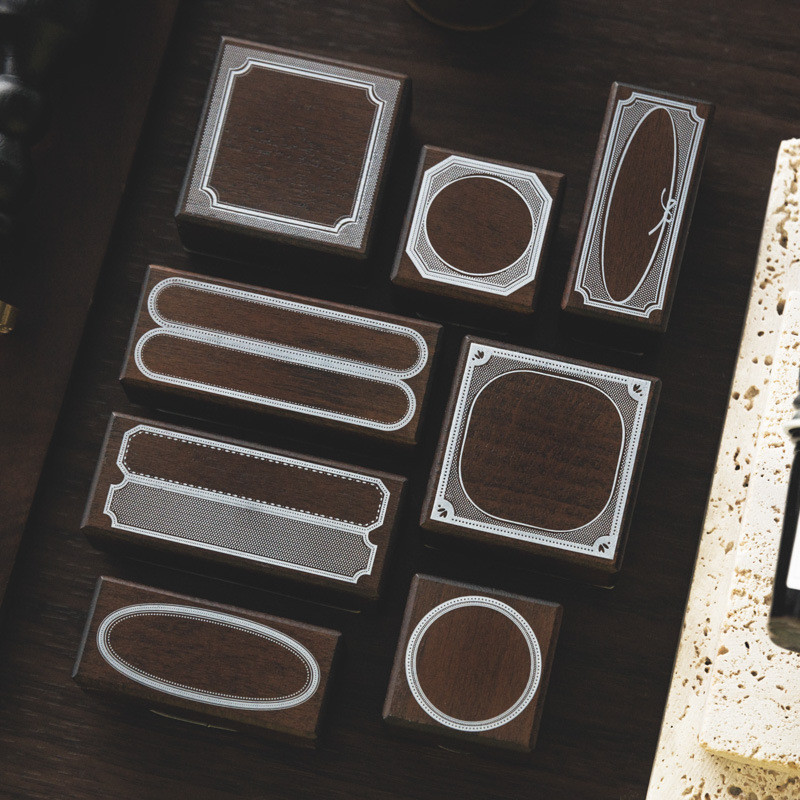 ENWEI 1 Pcs [Border Set Series] Vintage Journal Seal Wooden Stamp Scrapbooking Tools School Office Stationery