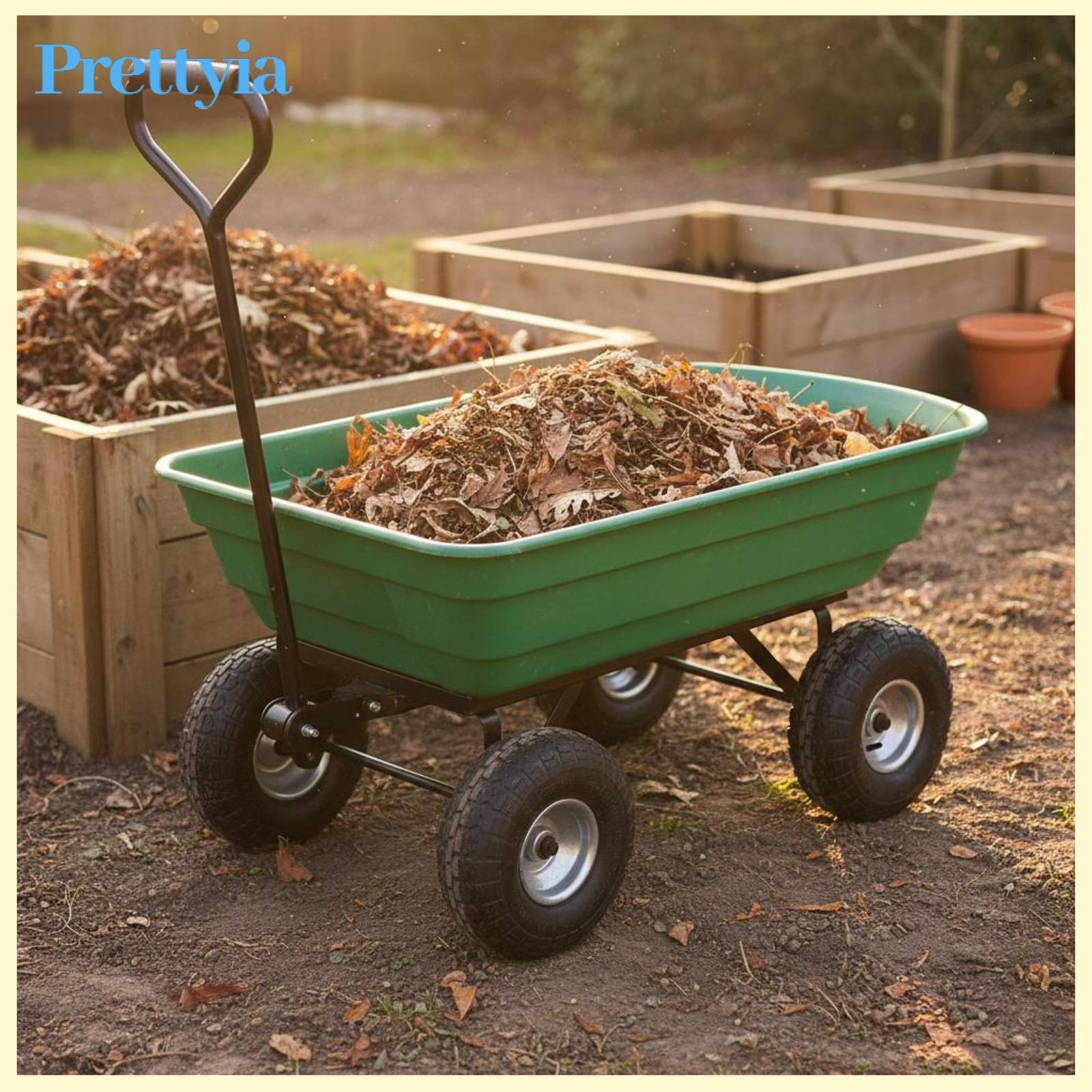 Prettyia Quick-Release Dumping Garden Dump Cart Easy Maneuverability Poly Garden Dump Cart Pneumatic Tires Heavy Duty Yard Wagon Pivoting Handle for Farm Giá 4,095,974 Đồng*Miễn phí vận chuyển