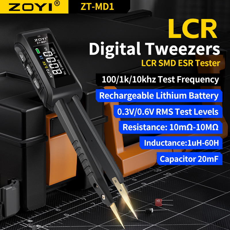 Jtus280 Mini Thông Minh Kỹ Thuật Số Tweezer LCR SMD Esr Tester Kháng điện cảm điốt liên tục linh kiện điện tử công tơ mét kiểm thử Điện Testers & dây dẫn kiểm tra