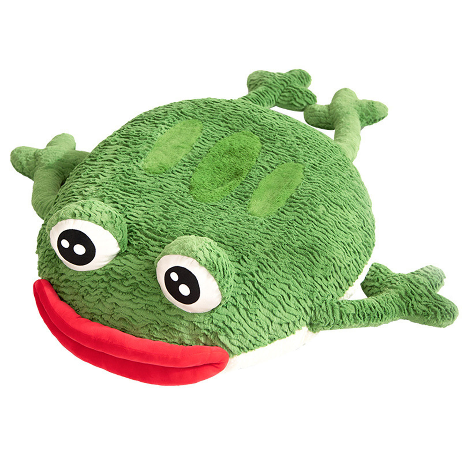 microgood Cartoon Frog Stuffed Pillow Toy Cute Big Eyes & Red Sausage