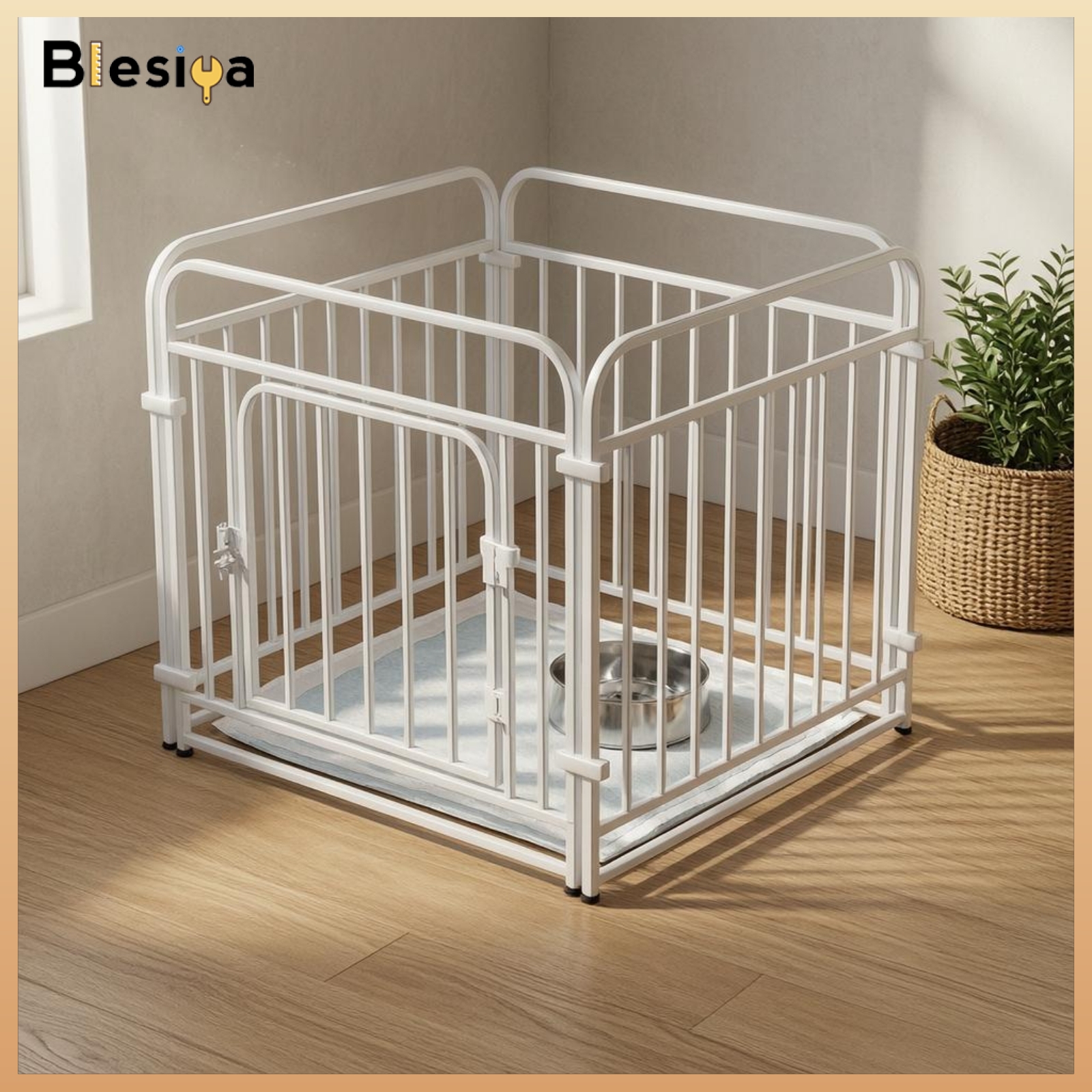 Blesiya Indoor Modular Four-Panel Enclosure Rounded Top Edges Hinged Door Pet Pen Training Space Dog Exercise Enclosure Expandable ราคา 3,844 บาท*ส่งฟรี