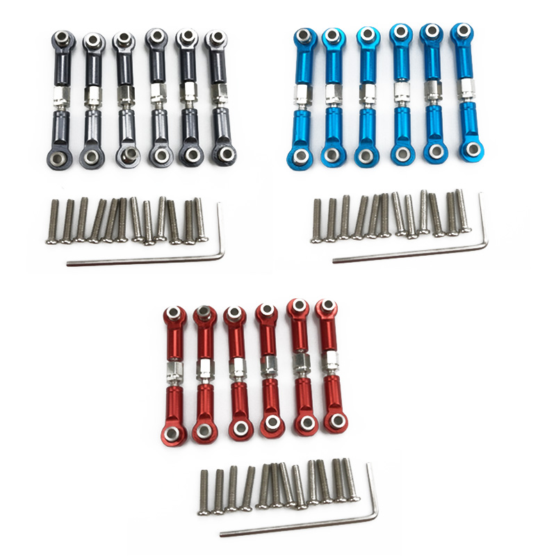 6Pcs Adjustable Metal Linkage Pull Rod Front /Rear Servo Link for A949 A959 A969 A979 K929 RC Car Up