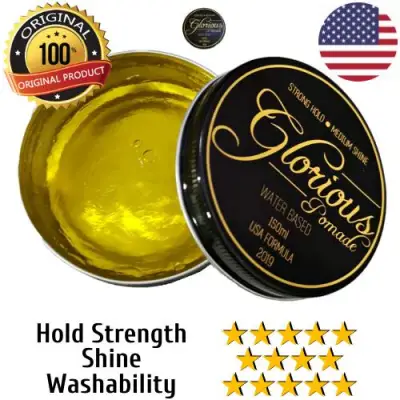 GLORIOUS Waterbased Hair Styling Pomade Cologne Scent (Easy Washable Strong Hold Medium Shine) (150ml) (FREE COMB!)