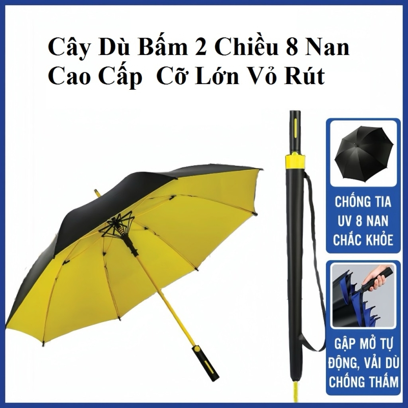 Cây Dù 24 Nan Gấp Gọn đóng Mở Tự động và Cây Dù Bấm 2 Chiều 8 Nan Cao Cấp Che Mưa Cỡ Lớn Vỏ Rút