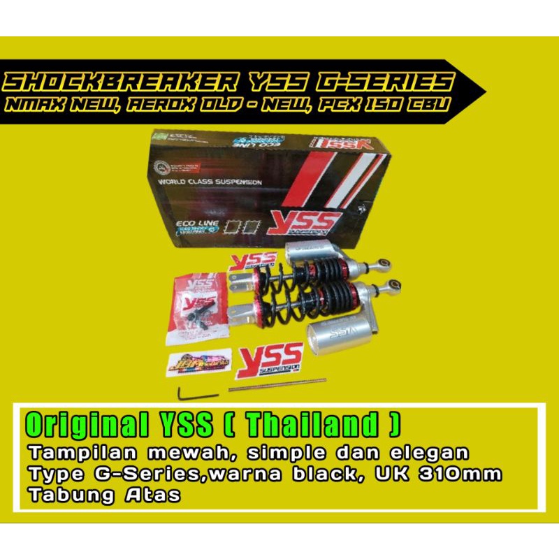 Shockbreaker Shock YSS G-Series Nmax New, Aerox old - new, PCX 150 CBU 310 mm Harga 2,649,999 rupiah*Gratis Ongkir