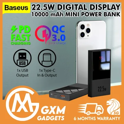 Baseus Super Mini Digital Display Fast Charging Powerbank 10000mAh 20000mAh Quick Charge Powerbank 22.5W Portable Charger