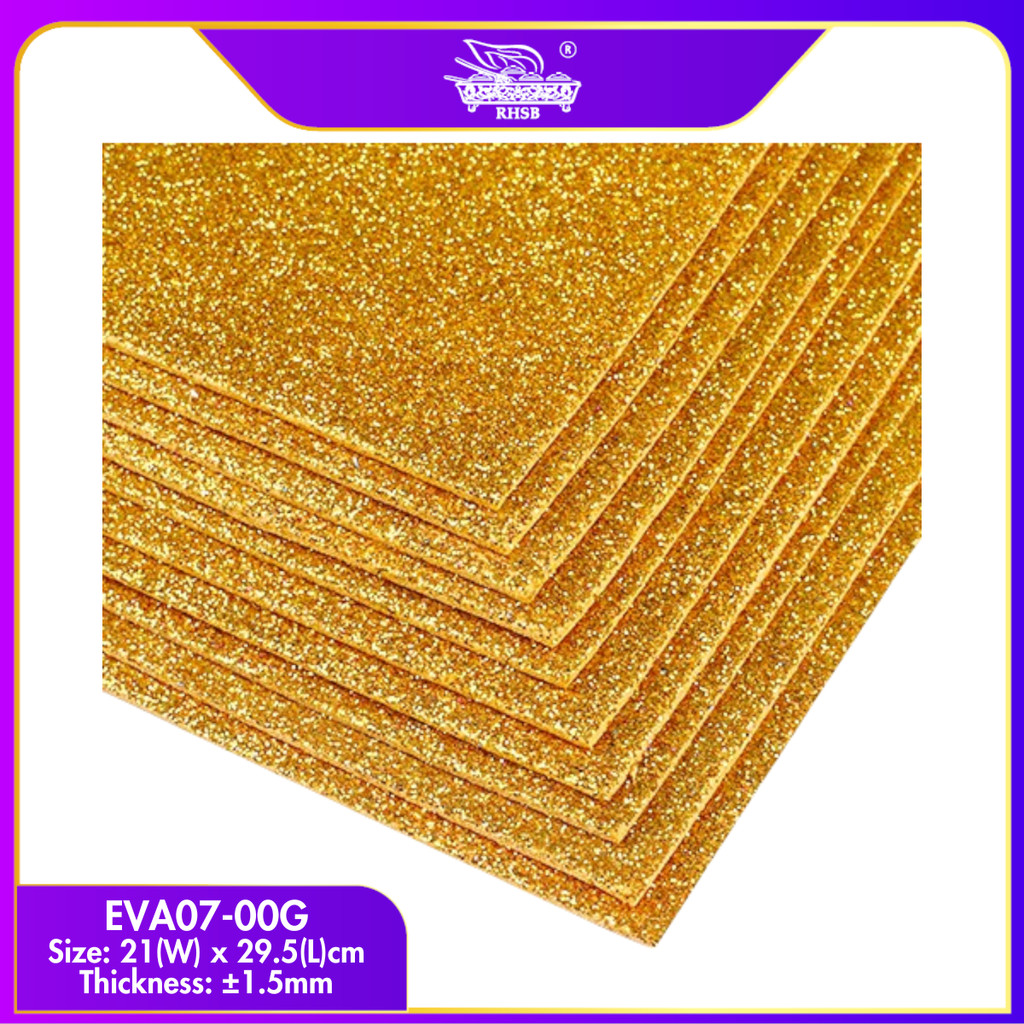 GLITTER EVA FOAM / DIY CRAFT PLAY / GLITTER FOAM SPONGE / ART & CRAFTS / KRAFTANGAN / A4 EVA FOAM / EVA07