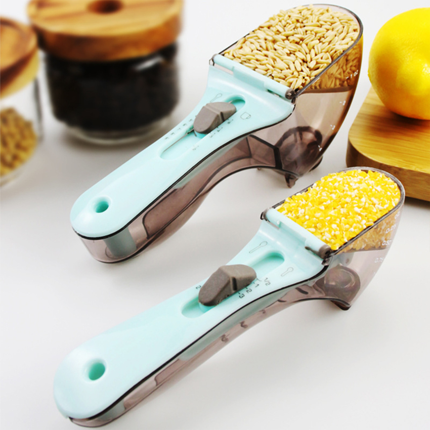 Có thể điều chỉnh tốt nghiệp cốc đo lường dụng cụ nhà bếp nhựa muỗng cốc đo lường cho Baking nấu ăn cà phê đường muối