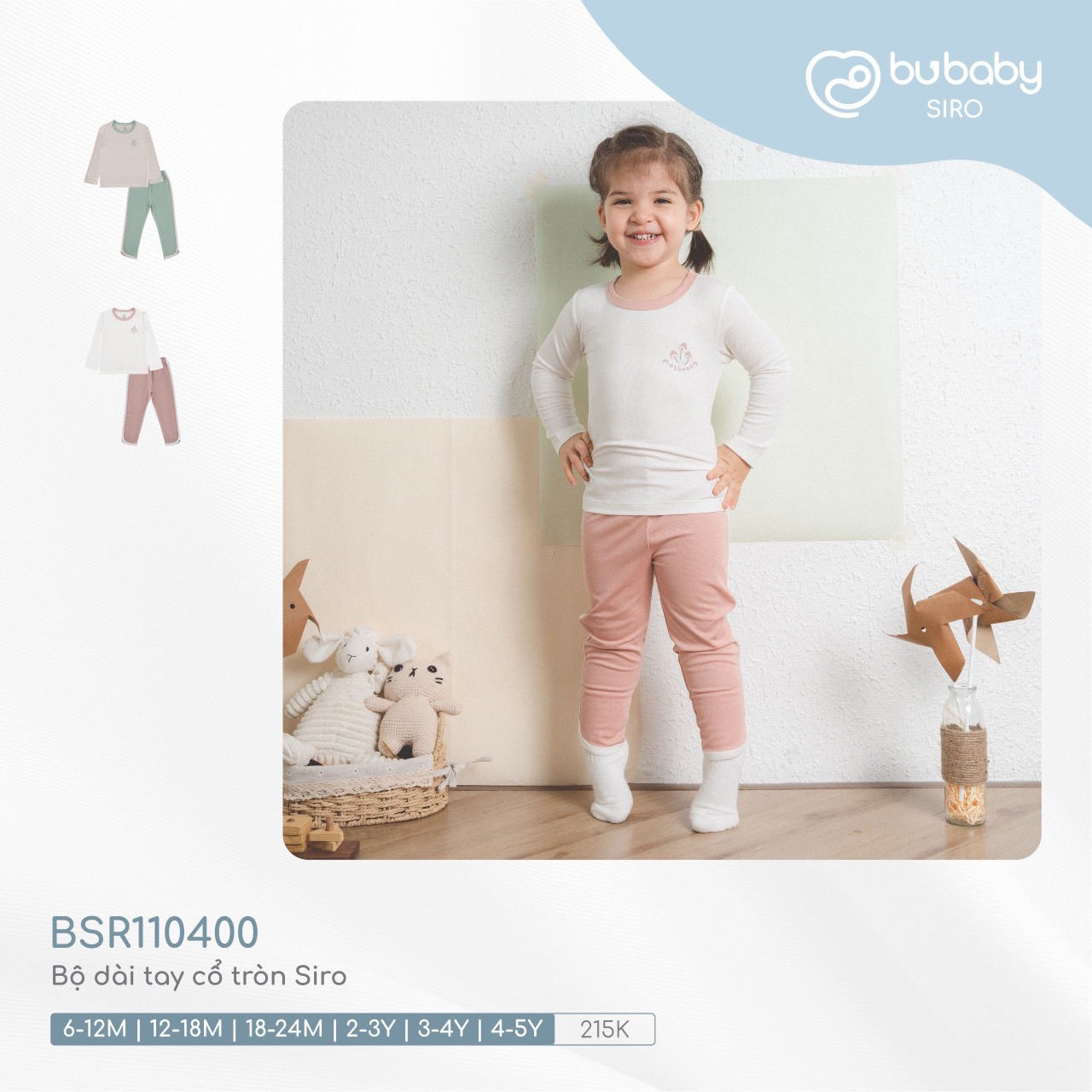 BU BABY - Bộ quần áo dào tay cổ tròn Siro cho bé