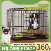 Pet Land Heavy Duty Collapsible Dog Cage with Poop Tray