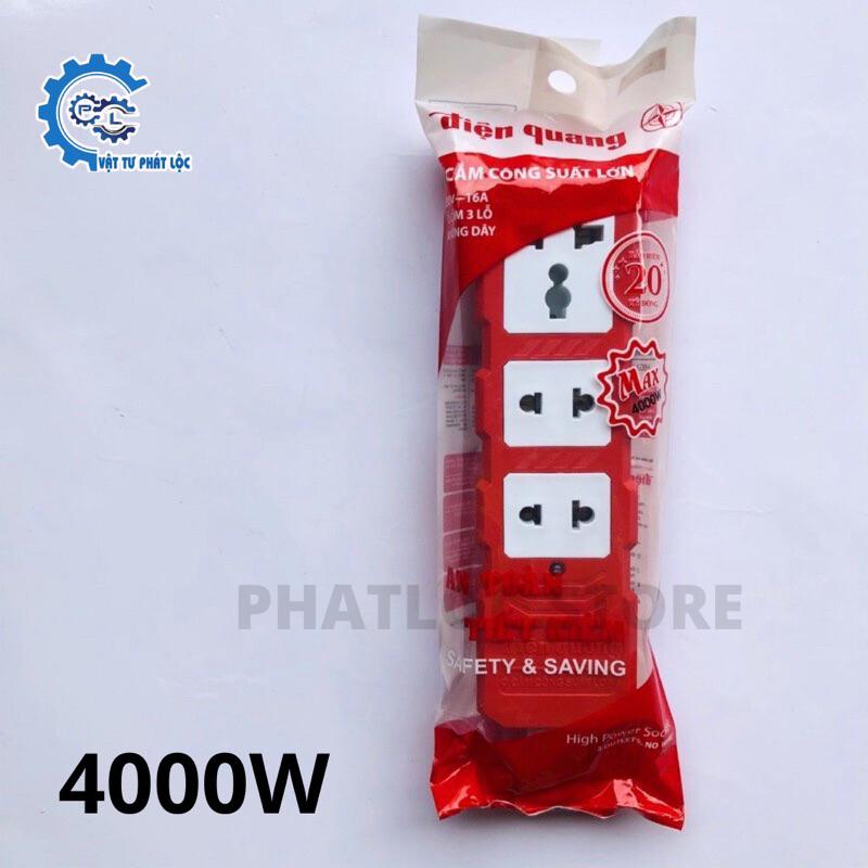 Ổ cắm điện lõi sứ chống cháy 6000W SOPOKA siêu chịu tải- 4000W Điện Quang