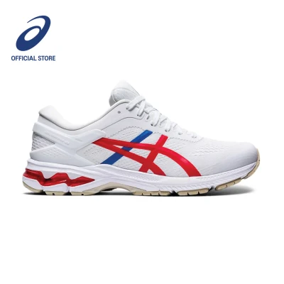 ASICS Men GEL-KAYANO 26 Running Shoes in White/Classic Red