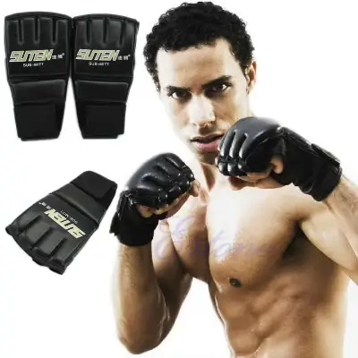 Gym MMA Muay Thai Training Punching Bag Half Mitts Sparring Boxing Gloves - intl