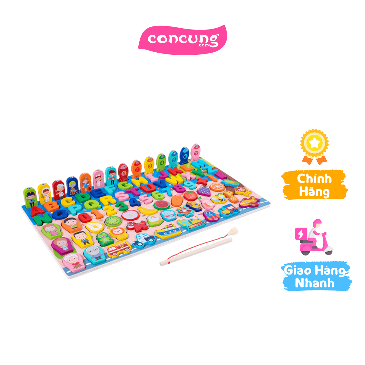 Bộ bảng gỗ nổi học tập thông minh nhiều chủ đề kèm câu cá 8in1 M7813