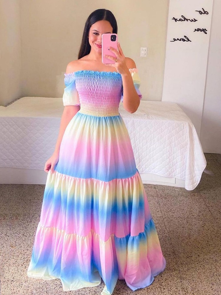 Rainbow on sale boho dress