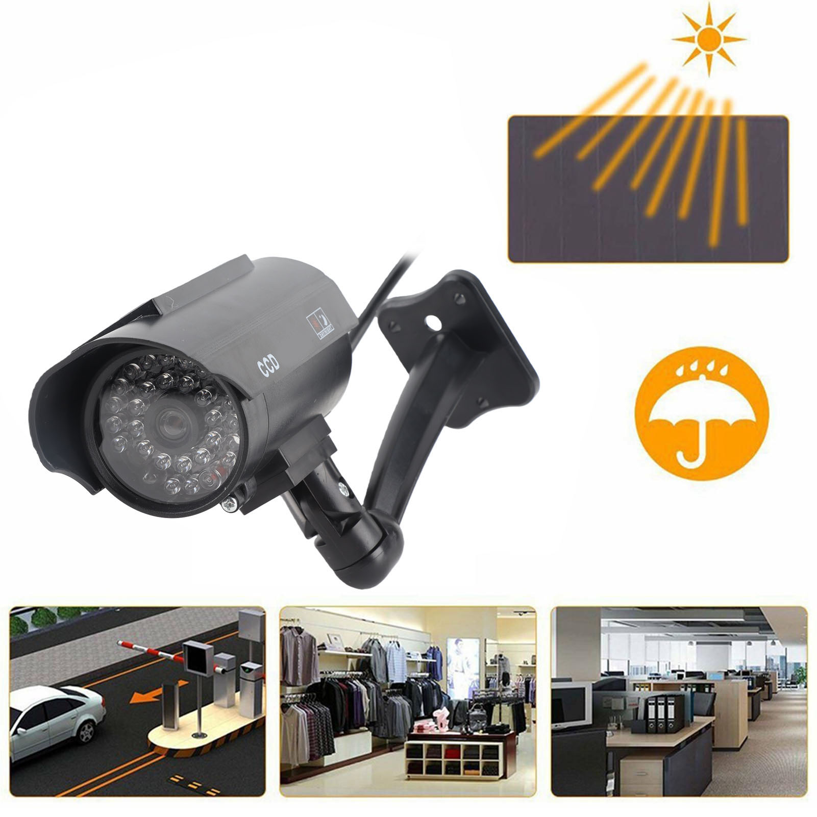 Haofy giả sử dụng năng lượng mặt trời Camera an ninh giả với đèn LED nhấp nháy cho ngoài trời trong nhà nhựa ABS