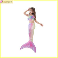 Gigicloud 3pcs Girls Mermaid Swimsuit Cute Anime Character Bikini Swimwear Shorts Fish Tail Three-piece Set