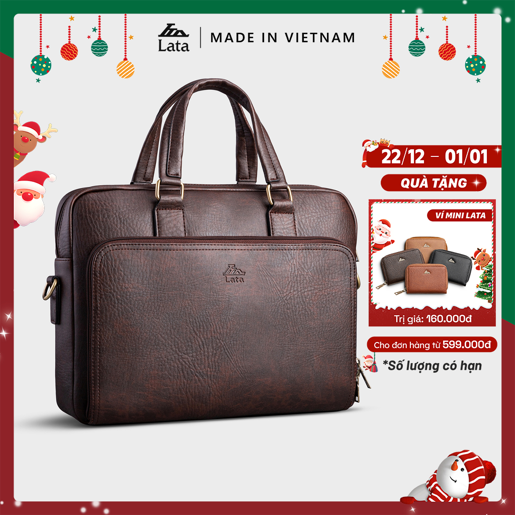 Cặp Công Sở Lata Thời trang nam basic đựng laptop 13.3 inch - Cặp da CA32