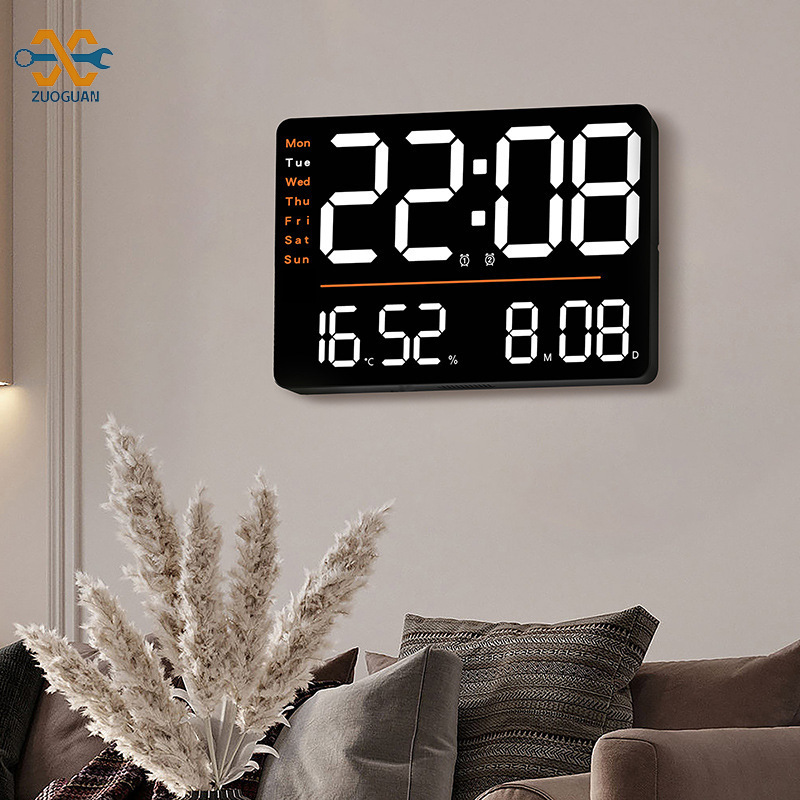 Đồng hồ kích thước lớn Đồng hồ treo tường sáng tạo đa chức năng đồng hồ treo tường đơn giản dẫn đồng hồ phòng khách Nhiệt kế đo độ ẩm