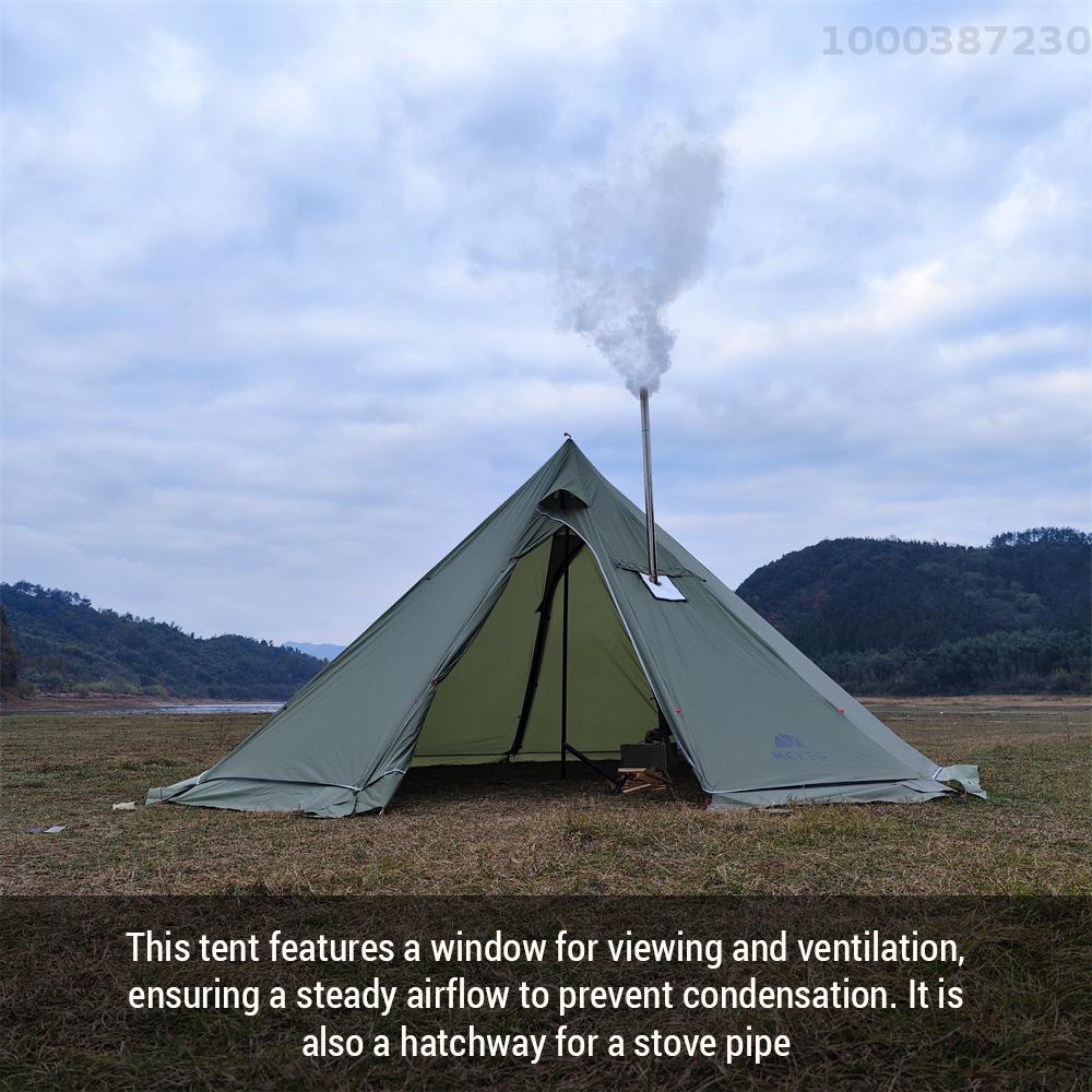 【100% Authentic】Lixada 5-8 People Tipi Hot Tent with Stove Jack Camping Pyramid Teepee Tent for Camping Backpacking Hiking · v25